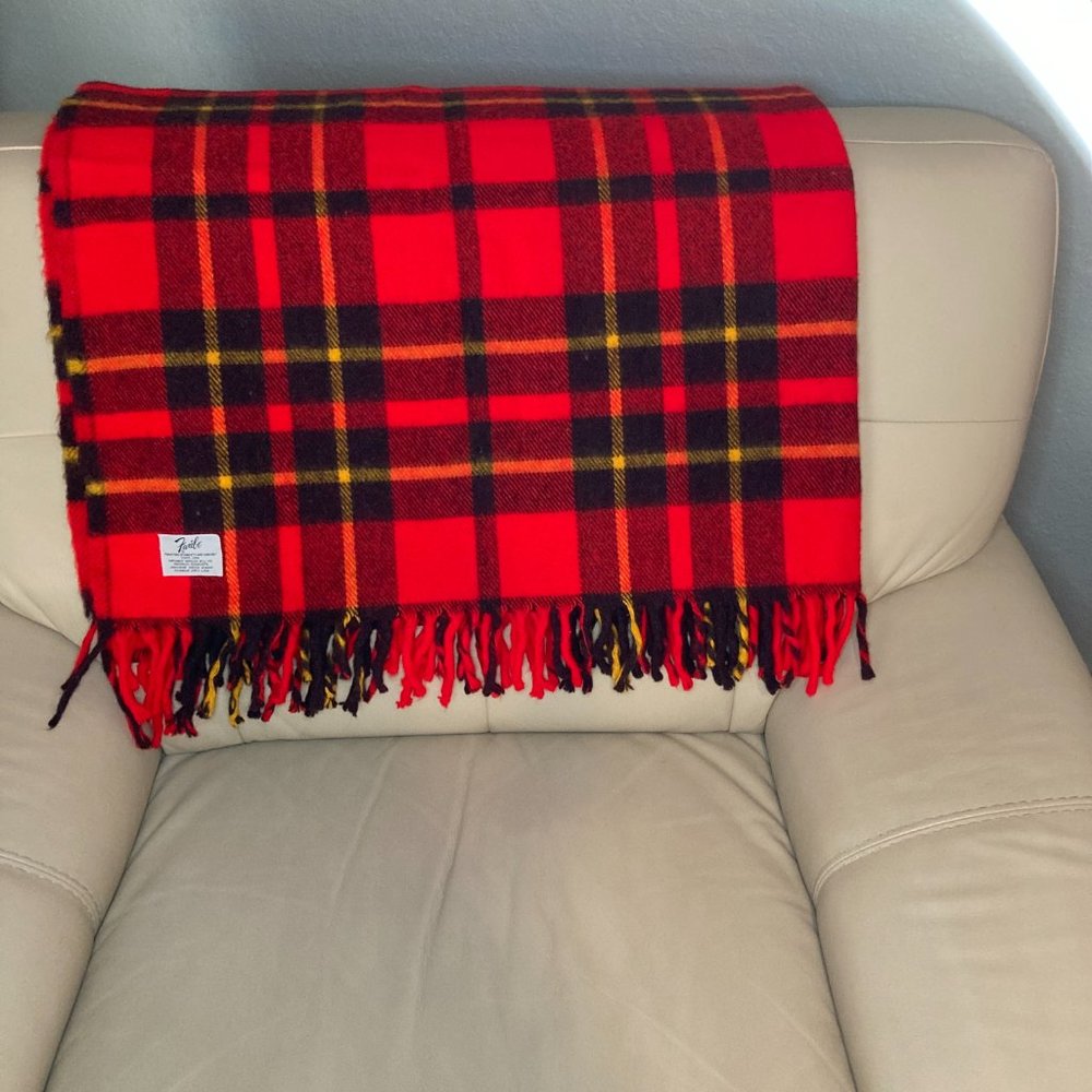 Fringed Plaid Faribo Throw from the 1960s - Vintage Wool - Super Groovy Plaid